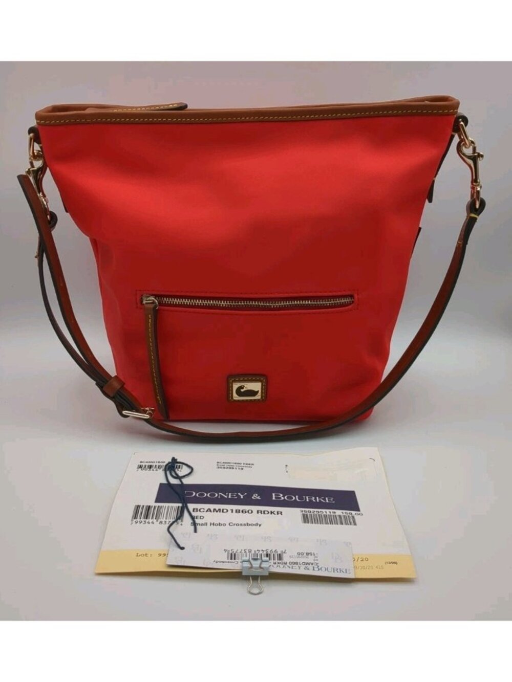 Dooney & Bourke Red Nylon Small Hobo Crossbody Purse